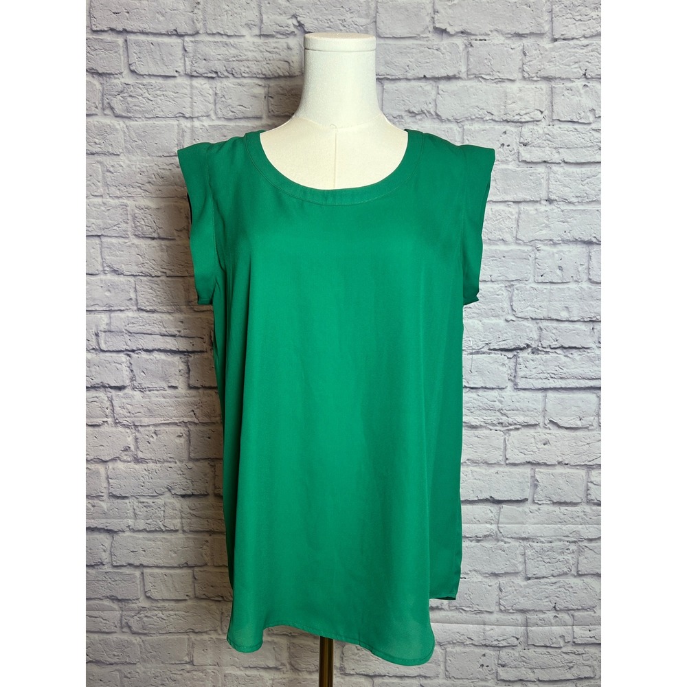 Pleione Women's M Green Cap Sleeve Blouse Lightweight | Minimal Chiccore